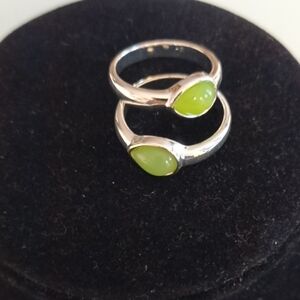 Avon Silver Ring with Green Stones